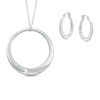 Thumbnail Image 0 of Polished Hoop Earrings and Circle Pendant Set in Sterling Silver