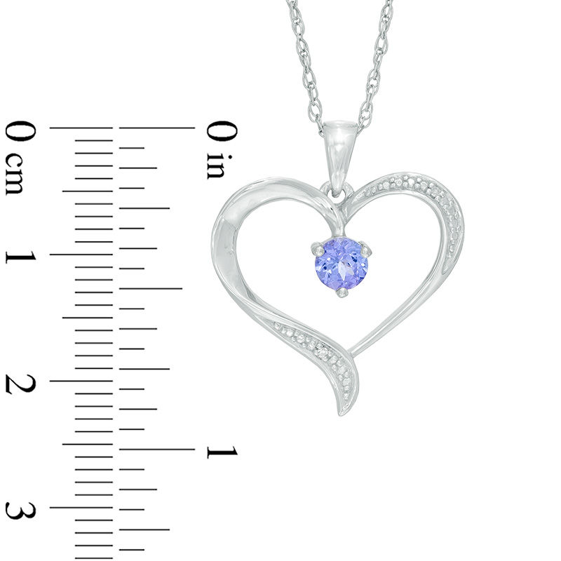 Main Image 2 of 4.0mm Tanzanite and Diamond Accent Heart Pendant in Sterling Silver