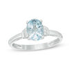 Thumbnail Image 0 of Oval Aquamarine and Diamond Accent Ring in 10K White Gold