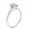 Thumbnail Image 1 of Oval Aquamarine and Diamond Accent Ring in 10K White Gold