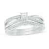 Thumbnail Image 1 of 1/4 CT. T.W. Princess-Cut Diamond Crossover Bridal Set in 10K White Gold