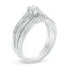 Thumbnail Image 2 of 1/4 CT. T.W. Princess-Cut Diamond Crossover Bridal Set in 10K White Gold