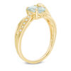 Thumbnail Image 2 of Oval Aquamarine and Diamond Accent Split Shank Ring in 10K Gold