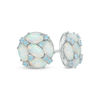 Oval Lab-Created Opal and Swiss Blue Topaz Cluster Stud Earrings in Sterling Silver
