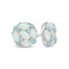 Thumbnail Image 0 of Oval Lab-Created Opal and Swiss Blue Topaz Cluster Stud Earrings in Sterling Silver