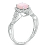 Thumbnail Image 2 of Oval Lab-Created Pink Opal and White Sapphire Frame Ring in Sterling Silver