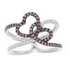 Thumbnail Image 1 of Lab-Created Ruby and White Sapphire Double Heart Loop Ring in Sterling Silver