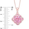Thumbnail Image 2 of Pear-Shaped Lab-Created Pink and White Sapphire Flower Pendant in Sterling Silver with 14K Rose Gold Plate