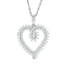 Thumbnail Image 1 of Lab-Created White Sapphire Sunburst Heart Pendant in Sterling Silver