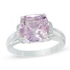 Thumbnail Image 0 of 10.0mm Cushion-Cut Rose de France Amethyst and Lab-Created White Sapphire Collar Ring in Sterling Silver