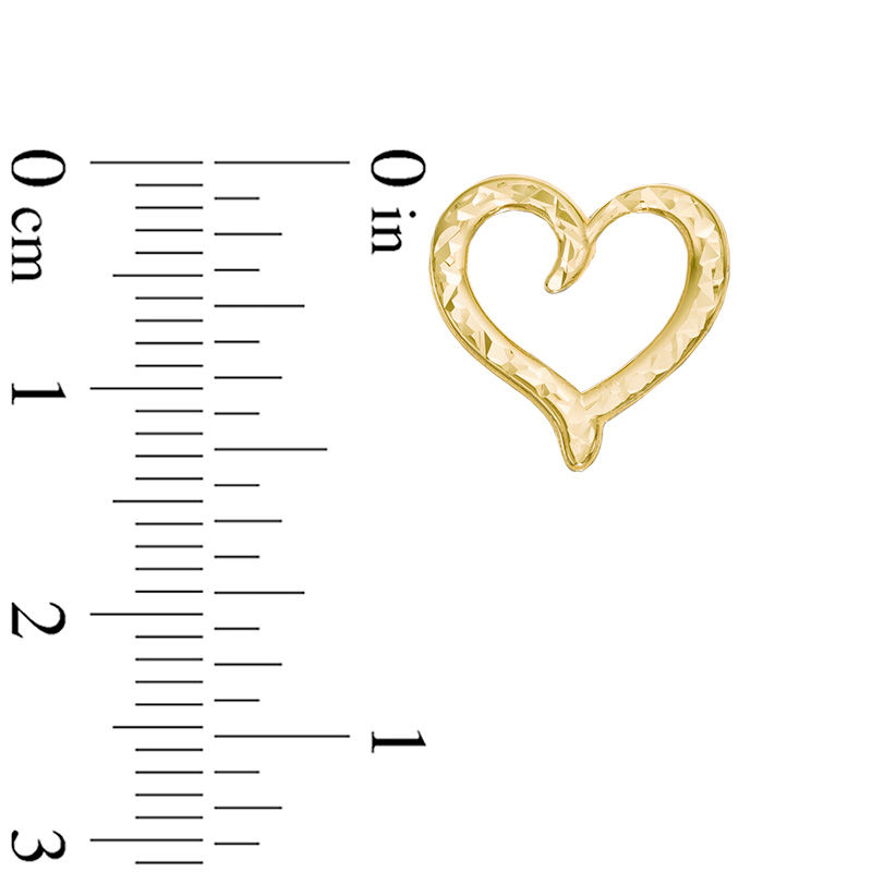Main Image 2 of Diamond-Cut Heart Stud Earrings in 10K Gold