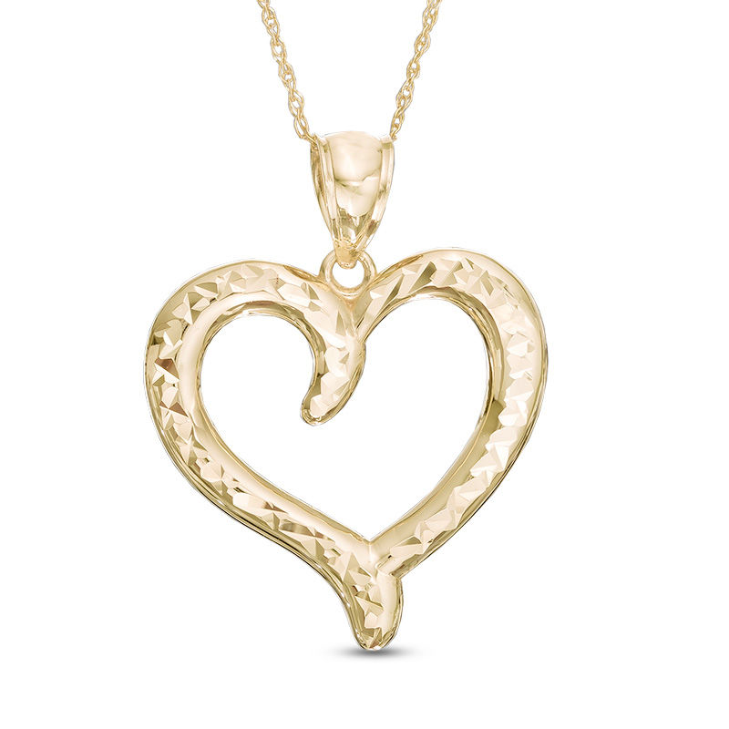 Main Image 1 of Diamond-Cut Heart Pendant in 10K Gold
