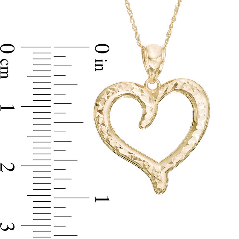 Main Image 2 of Diamond-Cut Heart Pendant in 10K Gold