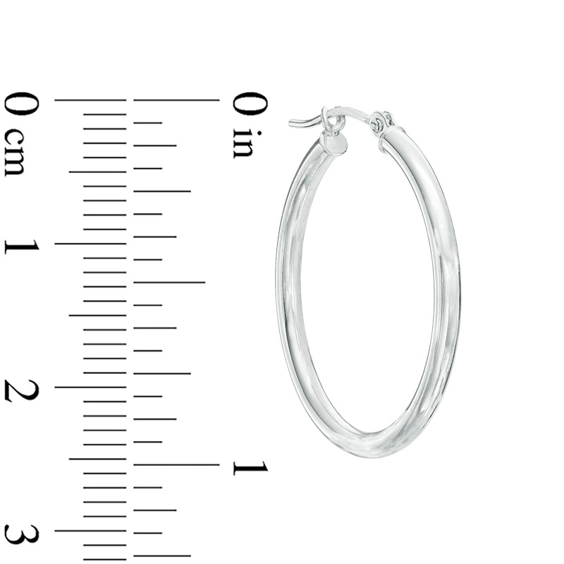 2.0 x 25.0mm Hoop Earrings in Hollow 14K White Gold