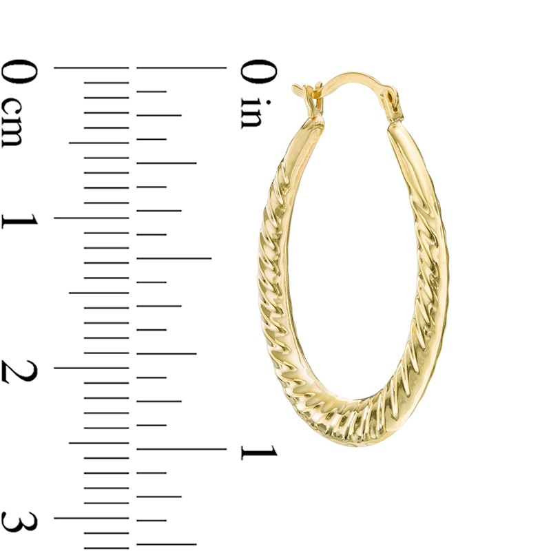 Ribbed Oval Hoop Earrings in 14K Gold