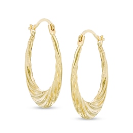 Textured Swirl Hoop Earrings in Hollow 14K Gold