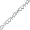 Thumbnail Image 1 of Diamond Accent Double Heart "MOM" Bracelet in Sterling Silver - 7.5"