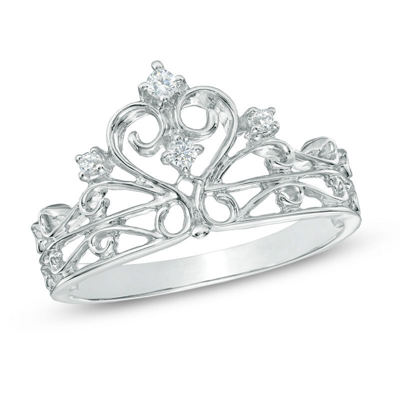 Main Image 1 of 1/10 CT. T.W. Diamond Crown Ring in Sterling Silver