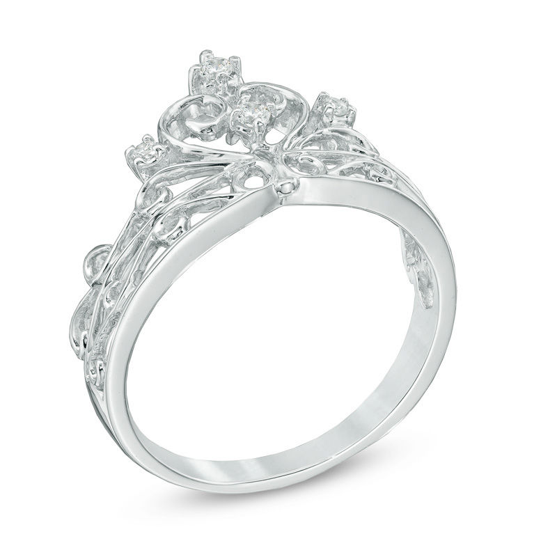 Main Image 2 of 1/10 CT. T.W. Diamond Crown Ring in Sterling Silver