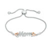 Thumbnail Image 1 of 1/20 CT. T.W. Diamond "Mom" Bolo Bracelet in Sterling Silver and 10K Rose Gold - 9.5"