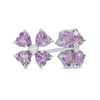 Thumbnail Image 1 of Heart-Shaped Amethyst and Diamond Accent Pinwheel Flower Stud Earrings in Sterling Silver