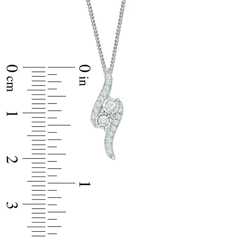 Ever Us® 1/4 CT. T.W. Two-Stone Diamond Bypass Pendant in 14K White Gold - 19"