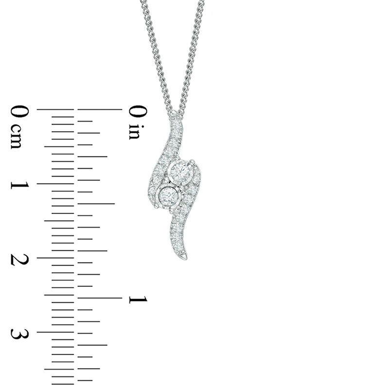 Main Image 2 of Ever Us® 1/4 CT. T.W. Two-Stone Diamond Bypass Pendant in 14K White Gold - 19"