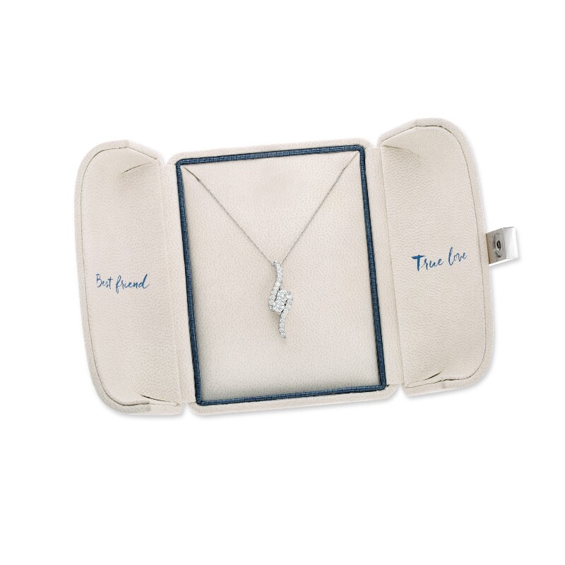 Main Image 3 of Ever Us® 1/4 CT. T.W. Two-Stone Diamond Bypass Pendant in 14K White Gold - 19"