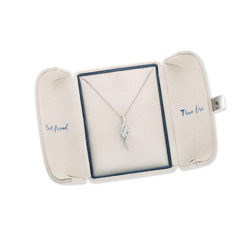 Main Image 3 of Ever Us® 1/2 CT. T.W. Two-Stone Diamond Bypass Pendant in 14K White Gold - 19"