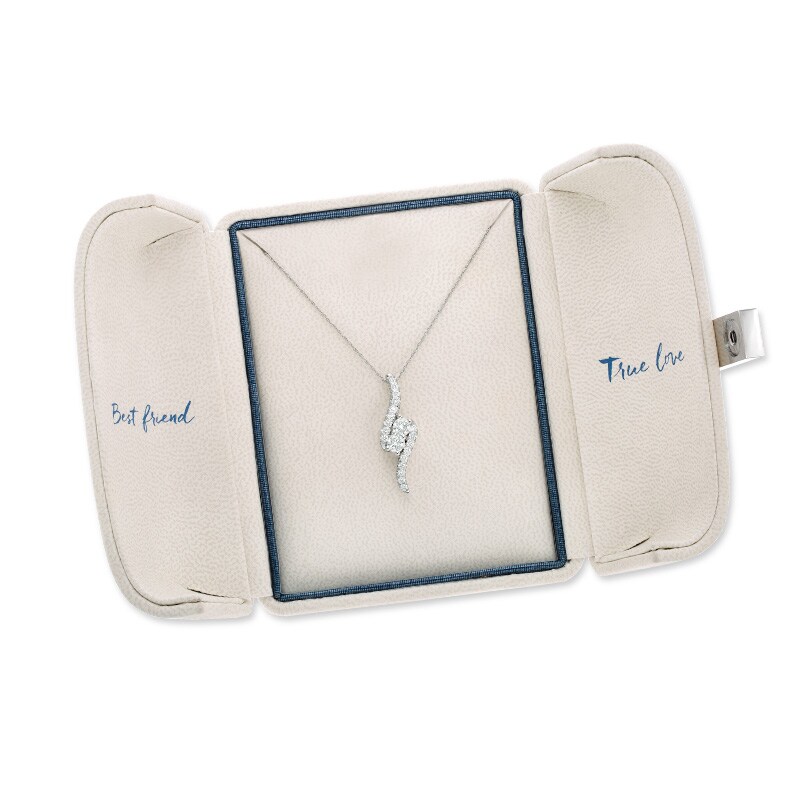 Main Image 3 of Ever Us® 1 CT. T.W. Two-Stone Diamond Bypass Pendant in 14K White Gold - 19"