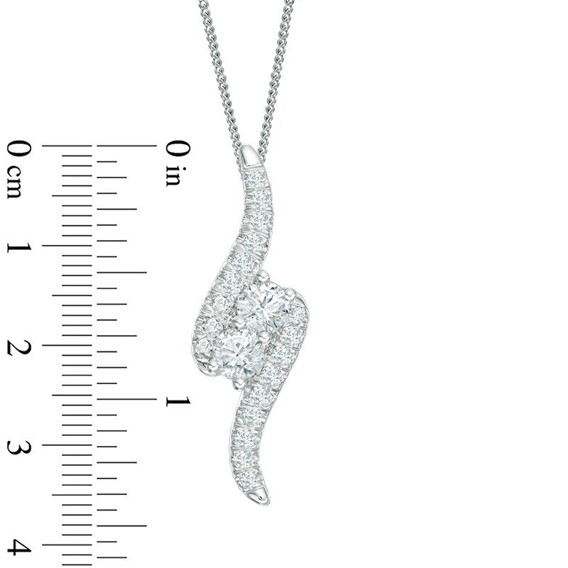Ever Us® 1-1/2 CT. T.W. Two-Stone Diamond Bypass Pendant in 14K White Gold - 19"