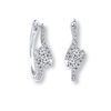 Thumbnail Image 0 of Ever Us® 5/8 CT. T.W. Two-Stone Diamond Bypass Hoop Earrings in 14K White Gold