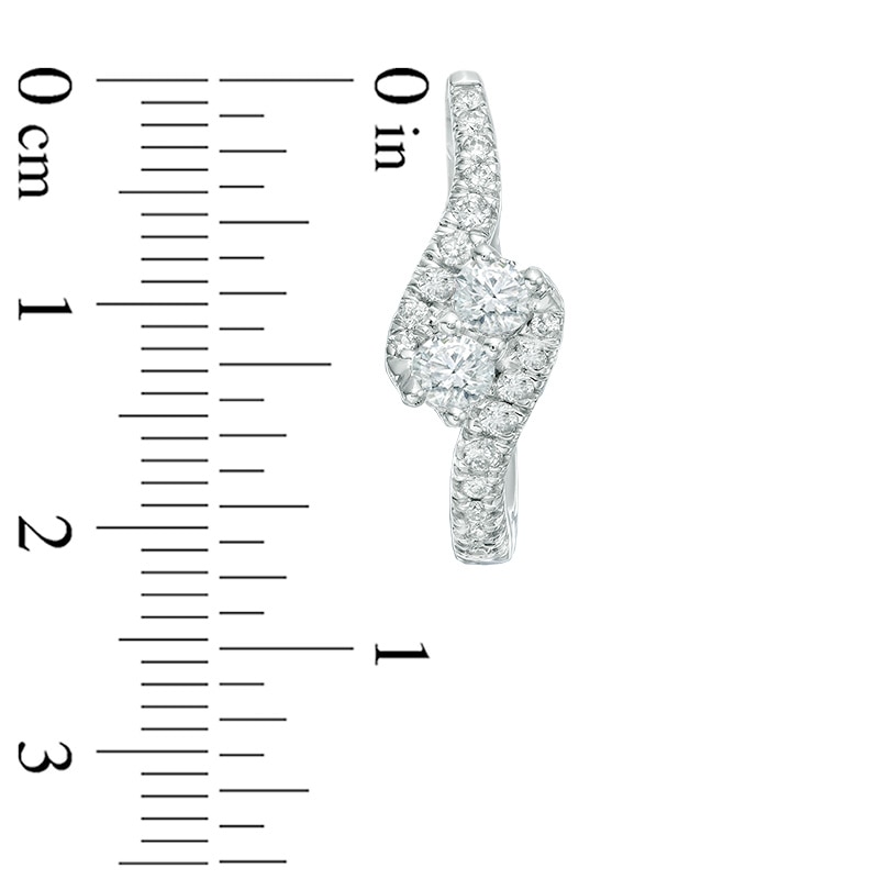 Ever Us® 3/8 CT. T.W. Two-Stone Diamond Swirl Hoop Earrings in 14K White Gold