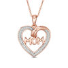 Thumbnail Image 0 of 1/10 CT. T.W. Diamond "MOM" Heart Outline Pendant in 10K Rose Gold