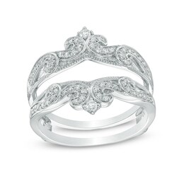 1/3 CT. T.W. Diamond Vintage-Style Crowned Solitaire Enhancer in 14K White Gold