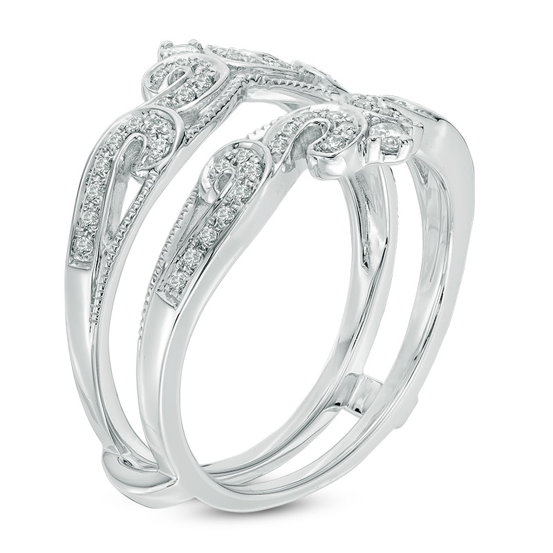 Main Image 2 of 1/3 CT. T.W. Diamond Vintage-Style Crowned Solitaire Enhancer in 14K White Gold