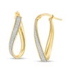 Thumbnail Image 0 of Wavy Oval Glitter Enamel Hoop Earrings in 10K Gold