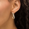 Wavy Oval Glitter Enamel Hoop Earrings in 10K Gold