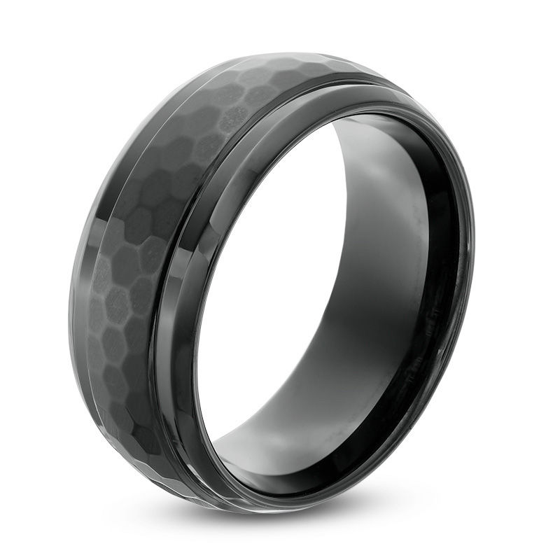 Main Image 2 of Triton 9.0mm Comfort Fit Honeycombed Black Tungsten Wedding Band