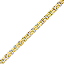 Men's Double Oval Link Chain Bracelet in 10K Two-Tone Gold - 8.5&quot;