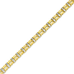 Men's Double Oval Link Chain Bracelet in Semi-Solid 10K Two-Tone Gold - 8.5"