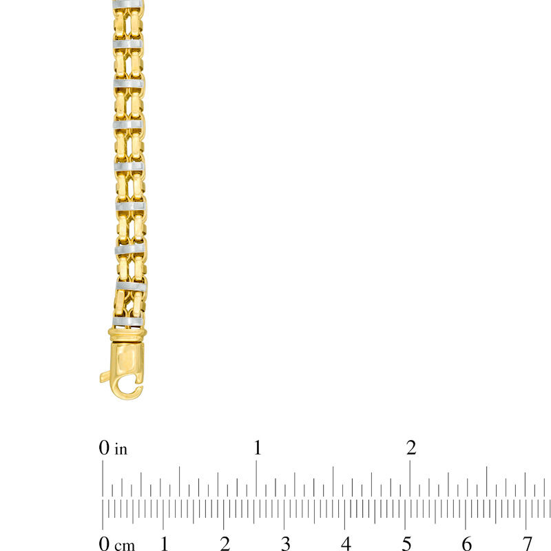 Main Image 2 of Men's Double Oval Link Chain Bracelet in Semi-Solid 10K Two-Tone Gold - 8.5"