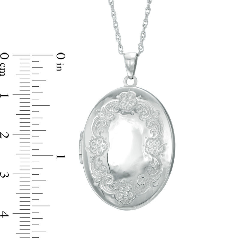Main Image 3 of Oval Floral Locket in Sterling Silver