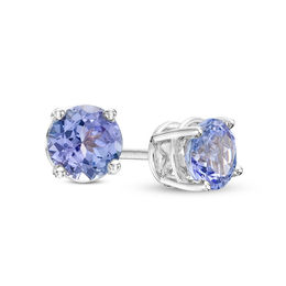 5.0mm Tanzanite Solitaire Stud Earrings in 10K White Gold