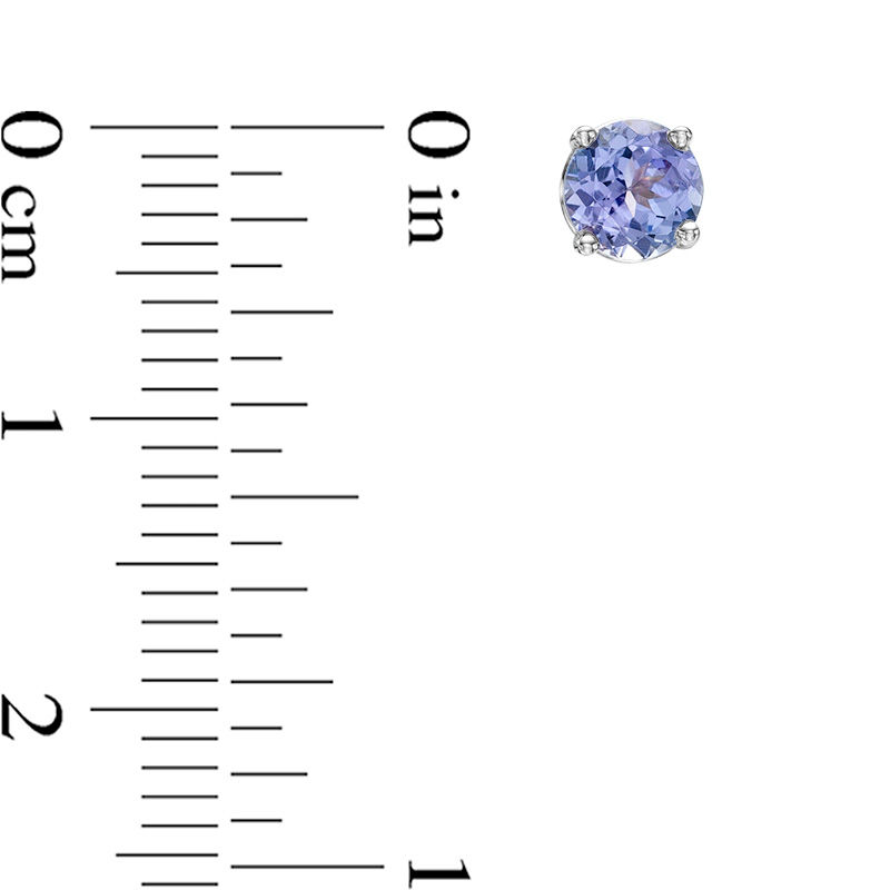 Main Image 2 of 5.0mm Tanzanite Solitaire Stud Earrings in 10K White Gold