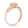 Thumbnail Image 1 of 6.0mm Cushion-Cut Morganite and 1/20 CT. T.W. Diamond Ring in 10K Rose Gold