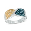 Thumbnail Image 0 of 1/3 CT. T.W. Enhanced Blue and Champagne Diamond Twist Ring in Sterling Silver