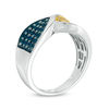 Thumbnail Image 1 of 1/3 CT. T.W. Enhanced Blue and Champagne Diamond Twist Ring in Sterling Silver
