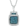 Thumbnail Image 0 of 1/2 CT. T.W. Enhanced Blue and White Diamond Cushion Frame Pendant in Sterling Silver