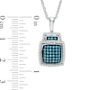 Thumbnail Image 1 of 1/2 CT. T.W. Enhanced Blue and White Diamond Cushion Frame Pendant in Sterling Silver